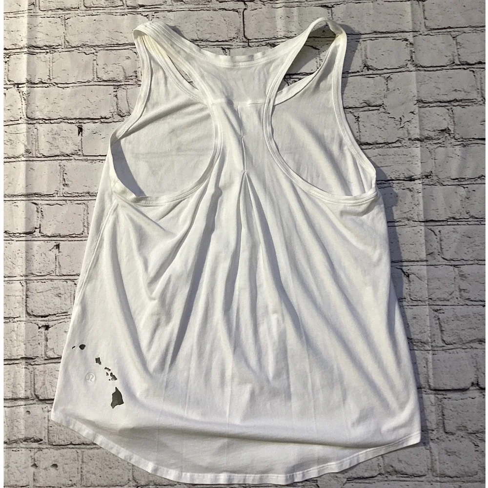 Lululemon White Hawaii Island Graphic Racerback Tank Top No Size Dot